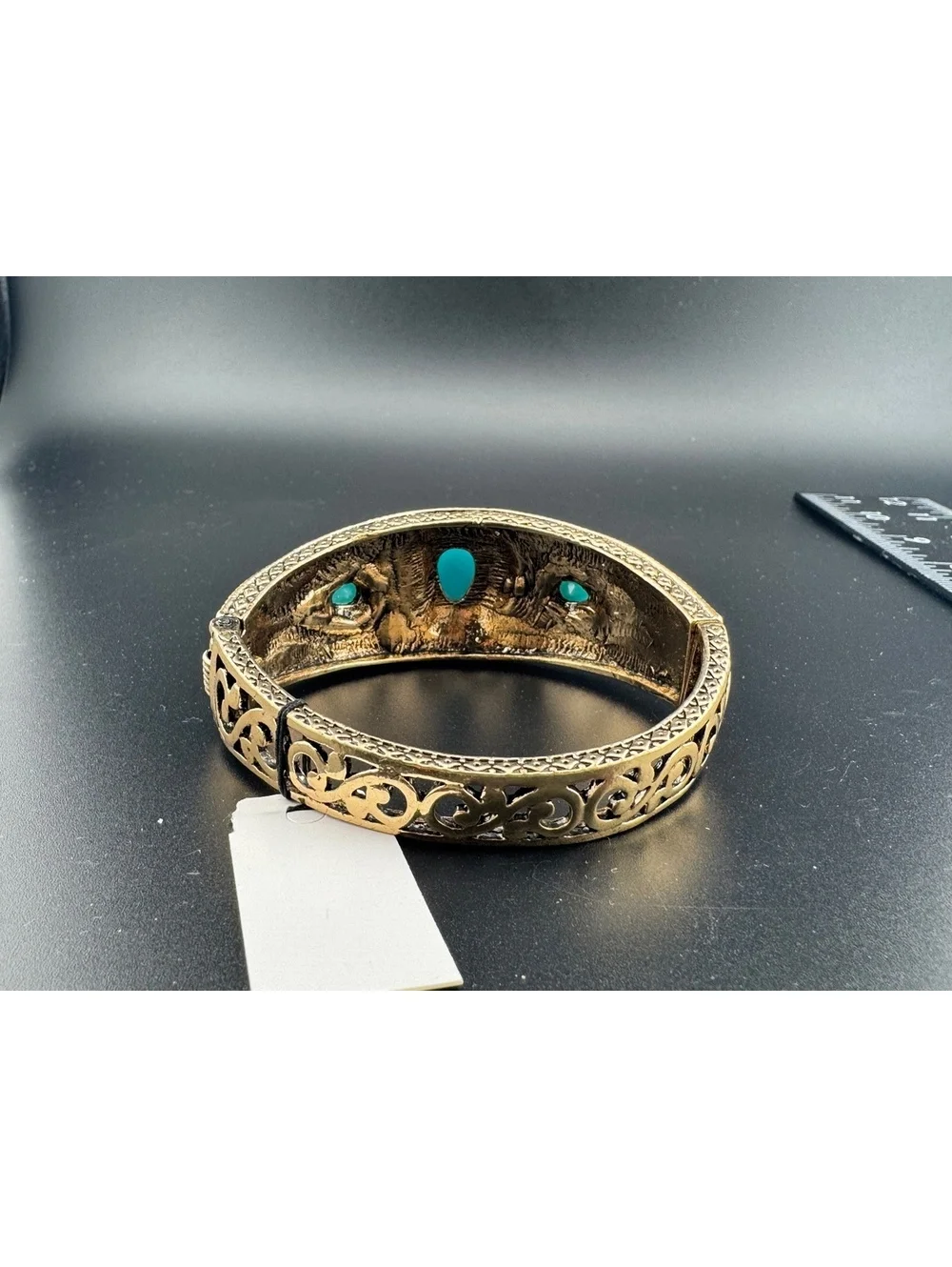 Boho Vintage-Style Bangle with Turquoise Blue Stone